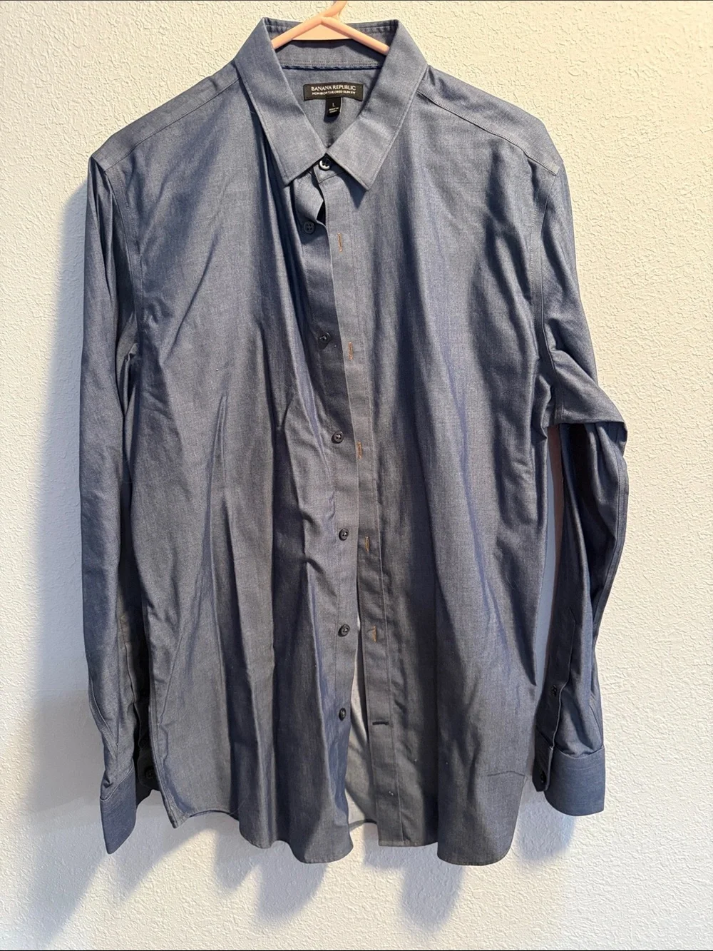 Banana Republic Men's Heathered Navy Dress Shirt